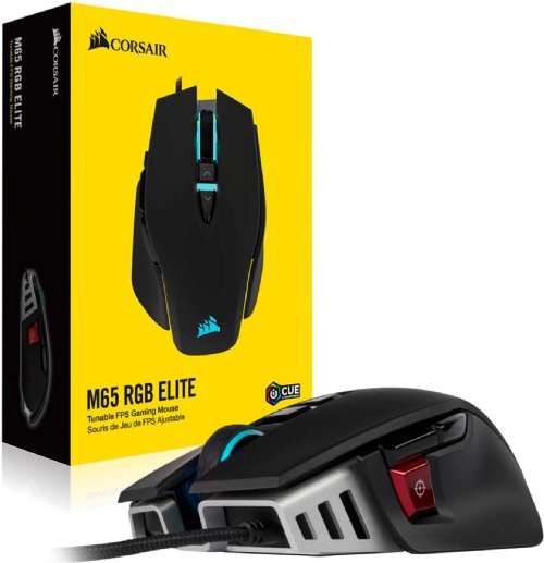 Corsair M65 RGB Elite Tunable FPS Gaming Mouse, Black, Backlit RGB LED, 18000 DPI, Optical, Ultra-durable Omron switches rated for more than 50 million clicks....