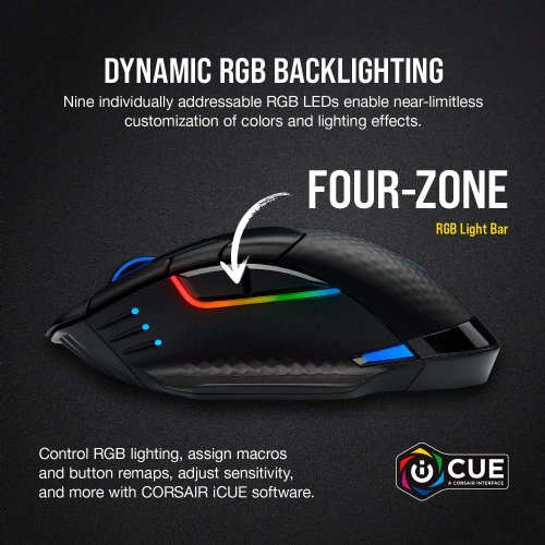 Corsair Dark Core RGB Pro SE, Wireless FPS/MOBA Gaming Mouse with SLIPSTREAM Technology, Black, Backlit RGB LED, 18000 DPI, Optical, Qi wireless charging ...