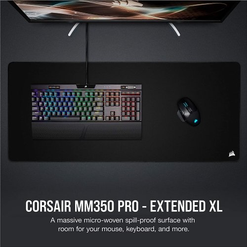 Corsair MM350 PRO Premium Spill-Proof Cloth Gaming Mouse Pad - Extended XL - Black (CH-9413770-WW)