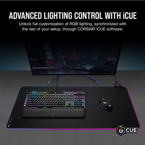 Corsair MM700 RGB Extended Cloth Gaming Mouse Pad (Dynamic 360° Three-Zone RGB Lighting, Expansive 930 mm x 400 mm Surface, Two Port USB Hub, 4 mm-Thick...