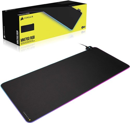 Corsair MM700 RGB Extended Cloth Gaming Mouse Pad (Dynamic 360° Three-Zone RGB Lighting, Expansive 930 mm x 400 mm Surface, Two Port USB Hub, 4 mm-Thick...