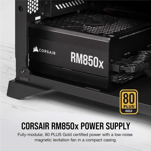 Corsair RMx Series RM850x, 850 Watt, GOLD, Fully Modular Power Supply., 100% Industrial-grade, 105°C rated Japanese capacitors, 135mm ML fan utilizes a magnetic levitation...
