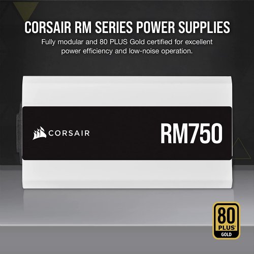 Corsair RM Series RM750, 750 Watt, 80 PLUS GOLD Certified, Fully Modular Power Supply, Industrial-grade, 105°C-rated capacitors, Triple EPS12V connectors for full compatibility..