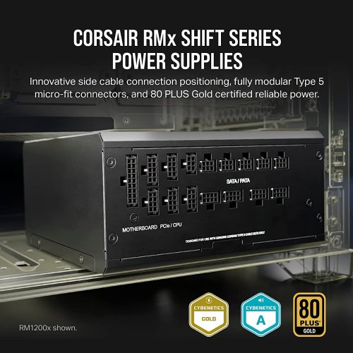 Corsair RMx SHIFT Series RM850x 80 PLUS Gold Fully Modular ATX Power Supply, Modular Side Interface, Dual EPS12V Connectors, Zero RPM Fan Mode, 105 C-Rated Capacitors...