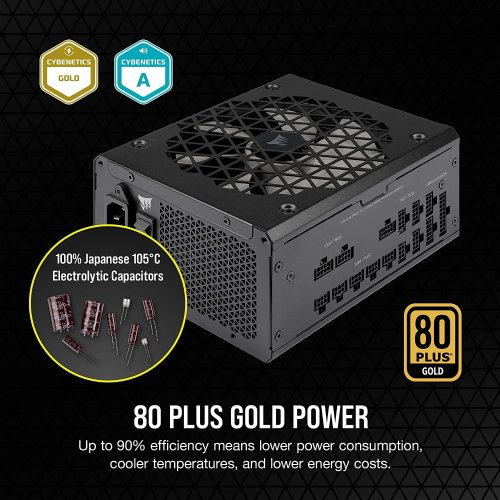 Corsair RMx SHIFT Series RM1000x 80 PLUS Gold Fully Modular, ATX Power Supply, Modular Side Interface, Dual EPS12V Connectors, Zero RPM Fan Mode, 105 C-Rated Capacitors...