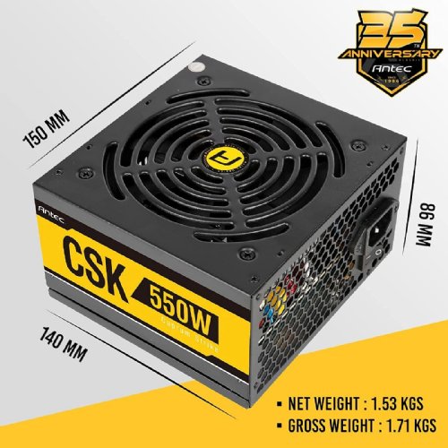 Antec Cuprum Strike Series CSK550 Bronze, 80 PLUS Bronze Certified, 550W with The CircuitShield Suite of Industrial-grade Protections, 120 mm Silent Fan, ATX 12V 2.31...