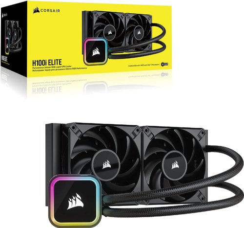 Corsair iCUE H100i RGB Elite Liquid CPU Cooler (16 Dynamic RGB LEDs, 120mm AF Elite Series FDB Fans, 240mm Radiator, iCUE Software Compatible...