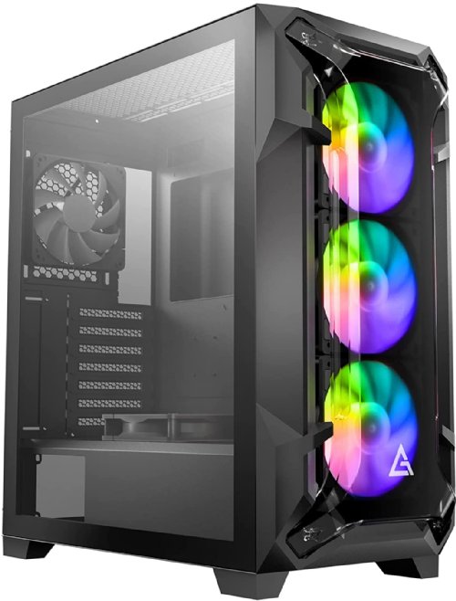 Antec Dark League DF600 Flux, Mid-Tower ATX Gaming Case, Flux Platform, 5 x 120mm Fans Included, ARGB & PWM Fan Controller, Tempered Glass Side Panel...