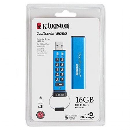 Kingston 16GB Keypad USB 3.0 DT2000, 256bit AES Hardware Encrypted (DT2000/16GB) ...