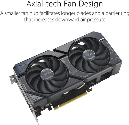 Asus Dual Geforce RTX 4060 OC Edition 8GB GDDR6 (PCIe 4.0, 8GB GDDR6, DLSS 3, HDMI 2.1a, Displayport 1.4a, 2.5-Slot Design, Axial-Tech Fan Design, 0dB Tech...