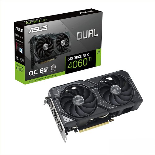 ASUS Dual GeForce RTX 4060 Ti OC Edition 8GB GDDR6 (PCIe 4.0, 8GB GDDR6, DLSS 3, HDMI 2.1, DisplayPort 1.4a, Axial-tech fan design, 0dB technology, and more), 3 Year Warranty