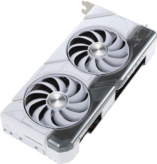 Asus Dual Geforce RTX 4060 White OC Edition 8GB GDDR6 with two Powerful Axial-Tech Fans and A 2.5-Slot Design for broad compatibility.