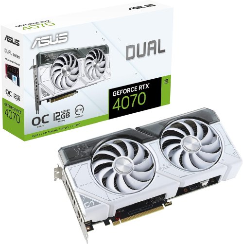 Asus Dual Geforce RTX 4070 - White OC Edition - Graphics Card - Geforce RTX 4070 - 12 GB GDDR6X - PCIe 4.0 - HDMI, 3 x Displayport - White...