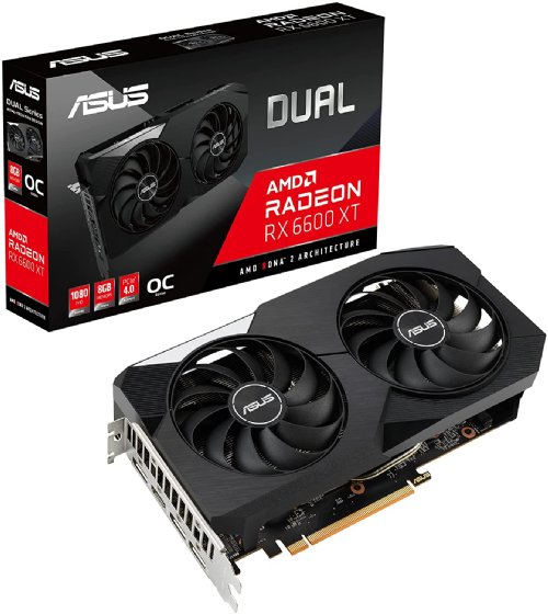 ASUS Dual AMD Radeon RX 6600 XT OC Edition 8GB GDDR6 Gaming Graphics Card (AMD RDNA 2, PCIe 4.0, 8GB GDDR6 memory, HDMI 2.1, DisplayPort 1.4a, Axial-tech fan design...
