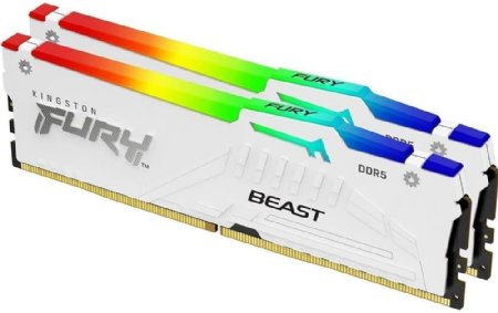 Kingston 32GB 6000MT/S DDR5 CL36 DIMM (Kit of 2) Fury Beast,  RGB White EXPO