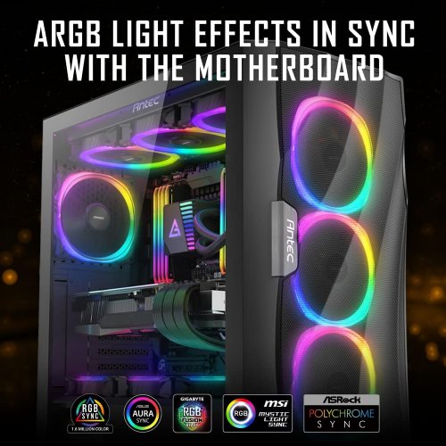 Antec RGB Fans, PC Fans, 5V-3PIN Addressable RGB Fans, 120mm Fan with Controller, Motherboard SYNC with 5V-3PIN, Fusion Series Black 3 Packs...