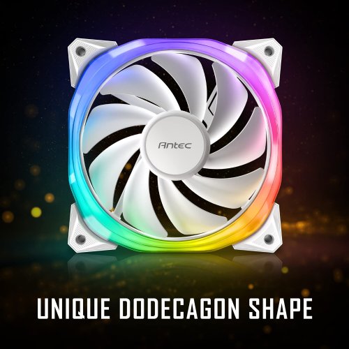 Antec RGB Fans, PC Fans, 5V-3PIN Addressable RGB Fans, 120mm Fan with Controller, Motherboard SYNC with 5V-3PIN, Fusion Series White 5 Packs