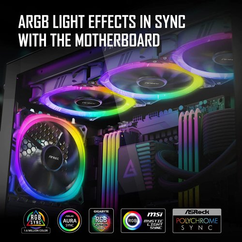 Antec RGB Fans, PC Fans, 5V-3PIN Addressable RGB Fans, 120mm Fan, Motherboard SYNC with 5V-3PIN, Fusion Series Black Single Fan...
