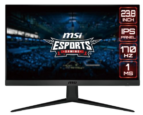 MSI G2412, 24" Gaming Monitor, 1920 x 1080 (FHD), IPS, 1ms, 170Hz, FreeSync Premium, HDMI, Displayport, Tilt, Black, Metallic Black...