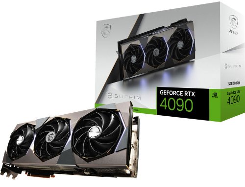 MSI RTX 4090 SUPRIM X 24G, GeForce RTX 4090, GDDR6X 24G, 16384 CUDA Cores, 24GB of GDDR6X VRAM, 384-Bit Memory Interface, 7680 x 4320 @ 120 Hz, 21 Gb/s Memory Speed...