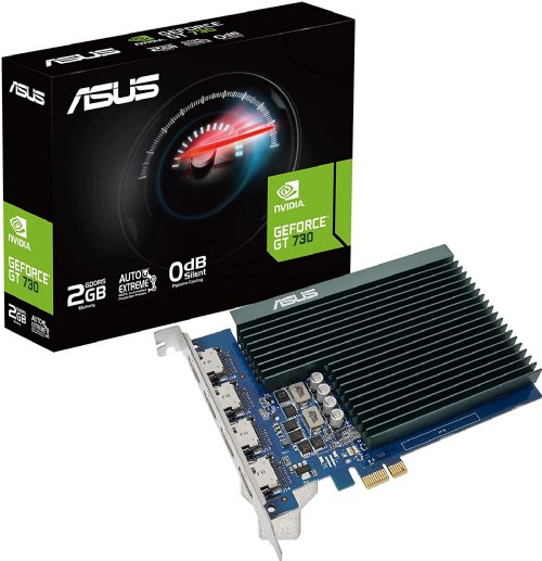 ASUS NVIDIA GeForce GT 730 Graphics Card (PCIe 2.0, 2GB GDDR5 Memory, 4x HDMI Ports, Single-slot Design, Passive Cooling)