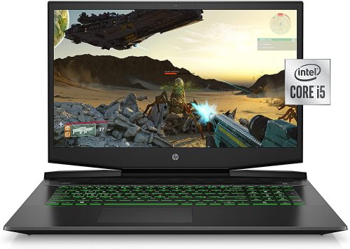Show product details for HP Pavilion Gaming 17-cd1010nr Laptop, Core i5-10300H, 8GB DDR4 SDRAM (2 X 4GB), 256 GB PCIe NVMe M.2 SSD,17.3-in FHD,NVIDIA GeForce GTX 1650 4 GB GDDR5, Wide Vision HD Camera...