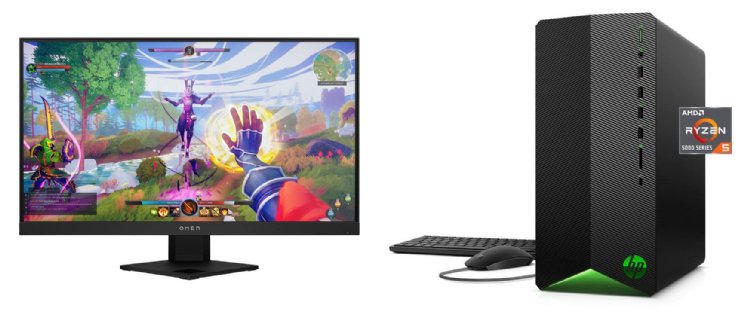 HP Pavilion Gaming Desktop TG01-2049, AMD Ryzen 5 5600G, 8 GB DDR4,512 GB PCIe NVMe M.2 SSD, AMD Radeon RX 5500 4 GB GDDR5, Windows 11 Home, 1-year...
