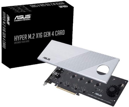ASUS Hyper M.2 X16 PCIe 4.0 X4 Expansion Card Supports 4 NVMe M.2 (2242/2260/2280/22110) up to 256Gbps for AMD 3rd Ryzen sTRX40, AM4 Socket and Intel VROC ...