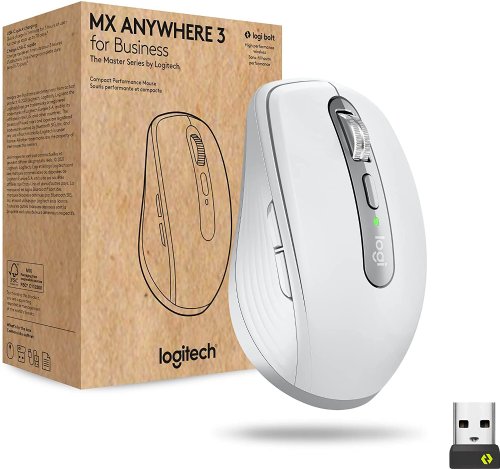 Logitech MX Anywhere 3 for Mac - Wireless, Ultrafast Magnetic Scrolling, Any Surface, 4000DPI Sensor, USB-C, Bluetooth, MacBook  Pro,Macbook  Air,iMac,iPad Compatible - Pale Grey... (910-005899)
