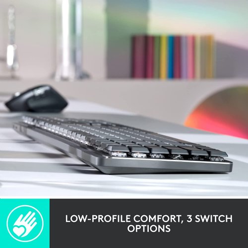 Logitech MX Mechanical Wireless Illuminated Performance Keyboard, Linear Switches, Backlit Keys, Bluetooth, USB-C, macOS, Windows, Linux, iOS, Android, Met...