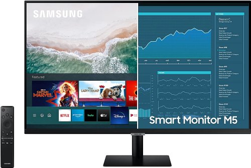 Samsung M5 Series 27-Inch FHD 1080p Smart Monitor and Streaming TV (Tuner-Free), Apple Airplay, Bluetooth, Built-in Speakers, Office 365, Remote Included (LS27AM500NNXZA)