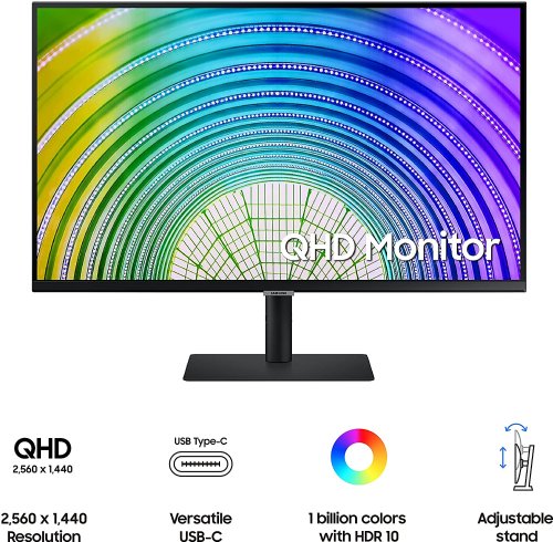 Samsung S32A600U, 32 Wide, 16 : 9 Aspect Ratio, Panel Type: VA, 2560 x 1440 QHD, includes 1.5m power cable, HDMI cable, USB-C Cable, Quick Setup Guide...