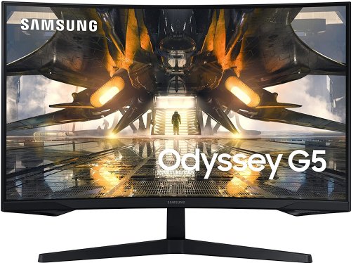 Samsung  32" Odyssey G55A QHD 165Hz 1ms FreeSync Curved Gaming Monitor with HDR 10, Futuristic Design for Any Desktop ...(LS32AG550ENXZA)