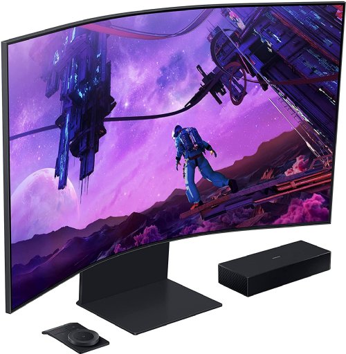 Samsung Odyssey Ark 55" Curved Gaming Screen, 4K UHD 165Hz 1ms (GTG) Quantum Mini-LED Gamer Monitor with Cockpit Mode, Sound Dome Technology, Multi View, H...(LS55BG970NNXGO)