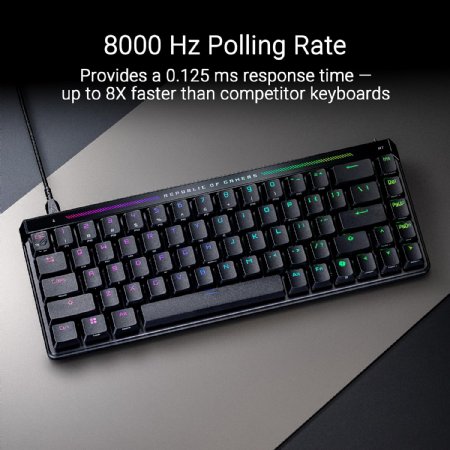 ASUS ROG Falchion Ace HFX 65% Hall Effect Gaming Keyboard - HE Magnetic Switches, Rapid Trigger, 8000 Hz Polling, Three-Layer Dampening Foam, Touch Panel, Protective Cover ..
