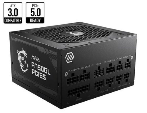 MSI MAG A750GL 650W ATX 80 PLUS Gold Certified Power Supply, Fully-Modular, Flat Black Cables, 5 Year Warranty...