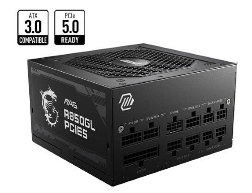 MSI MAG A850GL 850W ATX 80 PLUS Gold Certified Power Supply, Fully-Modular, Flat Black Cables, 5 Year Warranty...