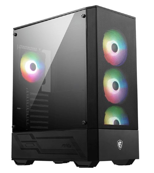MSI MAG FORGE 112R Mid-Tower Case for up to ATX Motherboards, Tempered Glass, Front Mesh Panel, 4 x 120mm ARGB fans with Hub Controller, Magnetic Dust Filter...