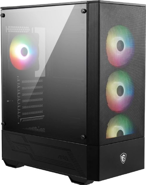 MSI MAG FORGE 112R Mid-Tower Case for up to ATX Motherboards, Tempered Glass, Front Mesh Panel, 4 x 120mm ARGB fans with Hub Controller, Magnetic Dust Filter...