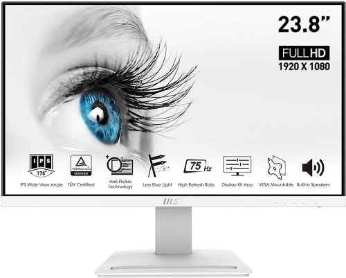 MSI PRO MP243XW 24" IPS FHD (1920 x 1080) Office Monitor, Non-Glare with Super Narrow Bezel, 75Hz, 1ms, 16:9, with Tilt Stand, White..