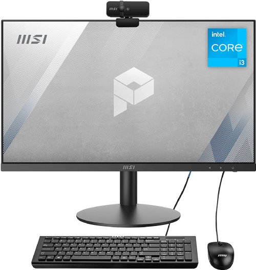 MSI PRO AP241 All-in-One Computer Desktop, 23.8" FHD IPS-Grade LED, Intel Core i3-10105, 8GB Memory, 500GB SSD, WiFi 6, BT 5.1, Black, Windows 10 Home