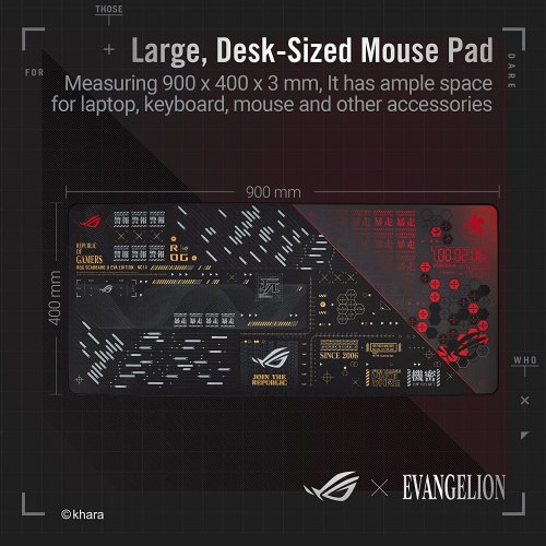 ASUS ROG Scabbard II EVA Edition extended Gaming mouse pad, protective nano coating (water, oil, dust repellant surface), anti-fray, flat-stitched edges an...
