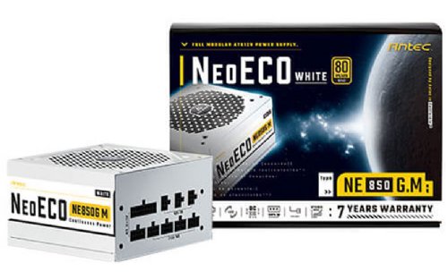 Antec NeoECO Series NE850G M White, 80 PLUS Gold Certified, 850W Full Modular with PhaseWave Design, High-Quality Japanese Caps, Zero RPM Manager, 120 mm Silent Fan...