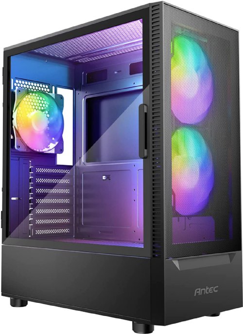 Antec NX Series NX410, Mid-Tower ATX Gaming Case, Tempered Glass Side Panel, 360 mm Radiator Support, 2 x 140 mm ARGB fan in front & 1 x 120 mm ARGB fan in rear Included...