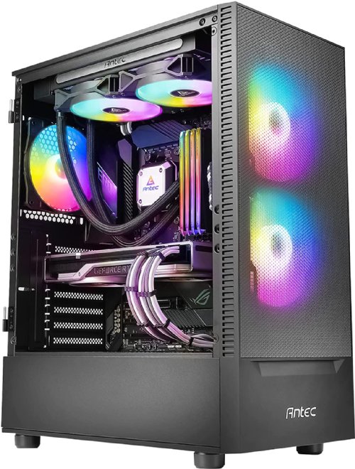 Antec NX Series NX410, Mid-Tower ATX Gaming Case, Tempered Glass Side Panel, 360 mm Radiator Support, 2 x 140 mm ARGB fan in front & 1 x 120 mm ARGB fan in rear Included...