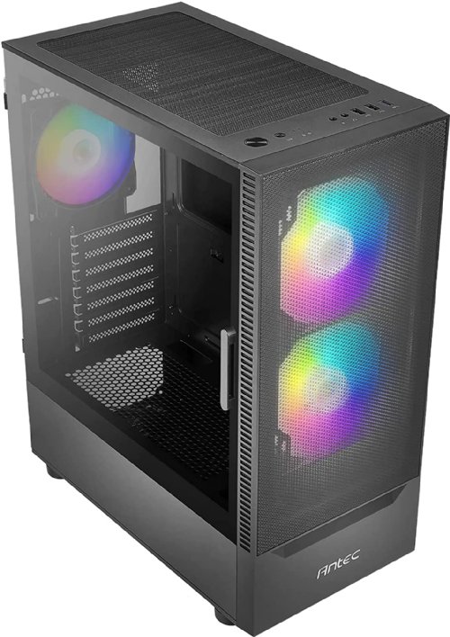 Antec NX Series NX410, Mid-Tower ATX Gaming Case, Tempered Glass Side Panel, 360 mm Radiator Support, 2 x 140 mm ARGB fan in front & 1 x 120 mm ARGB fan in rear Included...