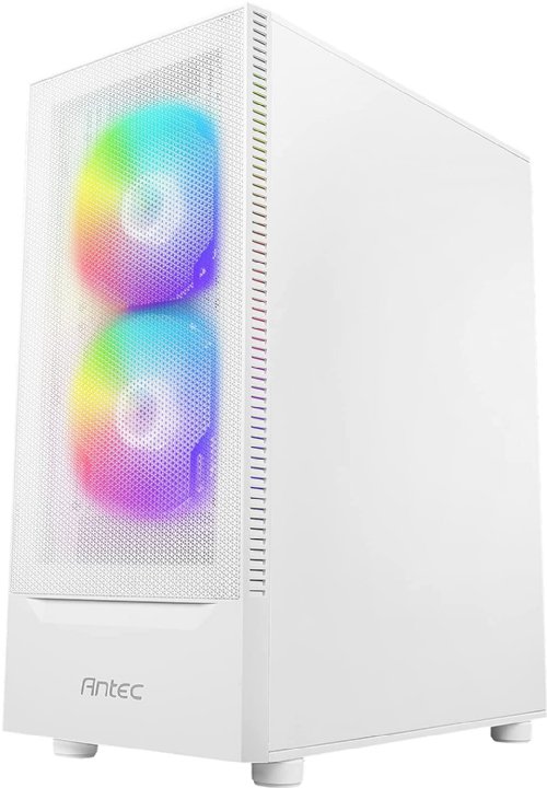 Antec NX Series NX410 W, Mid-Tower ATX Gaming Case, 2 x 140 mm ARGB fan in front & 1 x 120 mm ARGB fan in rear Included,Tempered Glass Side Panel, 360 mm Radiator Support