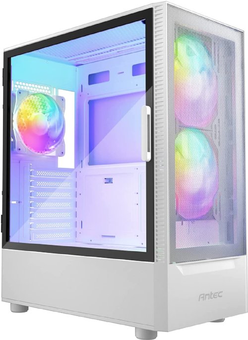 Antec NX Series NX410 W, Mid-Tower ATX Gaming Case, 2 x 140 mm ARGB fan in front & 1 x 120 mm ARGB fan in rear Included,Tempered Glass Side Panel, 360 mm Radiator Support