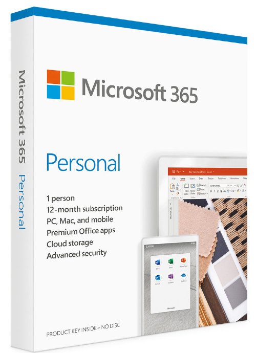 Microsoft 365 Personal - Box pack (1 year) - 1 person - medialess, P8 - Windows, Mac, Android, iOS - English - North America