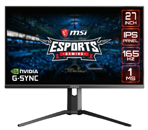 MSI  RGB, 27" IPS 165Hz (1920 x 1080) FHD G-Sync Compatible Gaming Monitor, HDR Ready , 16:9,  0.3112mm, 1.07B (8bits + FRC), 300cd / m2, 3000:1...
